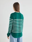 Zest Ribbed Curved Hem Sweater, Green Stripe product photo View 02 S