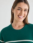 Zest Ribbed Curved Hem Sweater, Green Stripe product photo View 05 S
