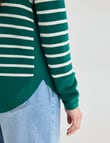 Zest Ribbed Curved Hem Sweater, Green Stripe product photo View 06 S