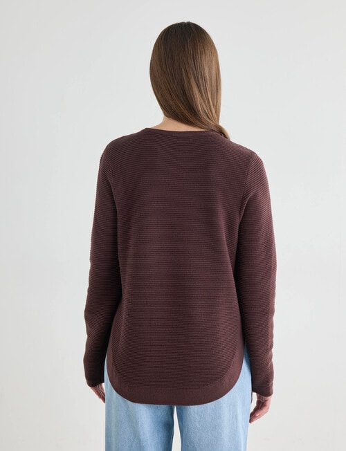 Zest Ribbed Curved Hem Sweater, Wine product photo View 02 L