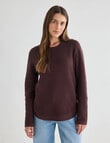 Zest Ribbed Curved Hem Sweater, Wine product photo View 04 S