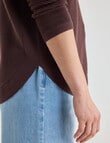 Zest Ribbed Curved Hem Sweater, Wine product photo View 06 S