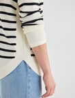 Zest Ribbed Curved Hem Sweater, Cream Stripe product photo View 06 S