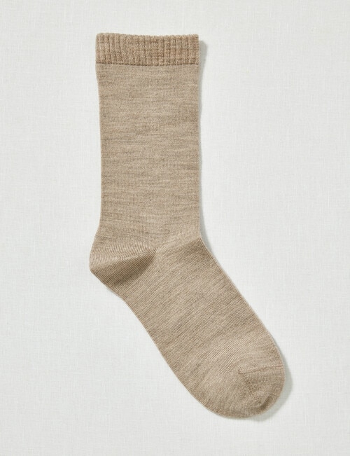 DS Socks Merino Cashmere Crew Sock, Beige Melange, 5-11 product photo