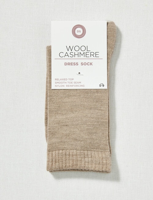 DS Socks Merino Cashmere Crew Sock, Beige Melange, 5-11 product photo View 02 L