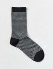 DS Socks Merino Cashmre Crew Sock, Stripe, Black & Light Grey Melange, 5-11 product photo