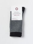 DS Socks Merino Cashmre Crew Sock, Stripe, Black & Light Grey Melange, 5-11 product photo View 02 S