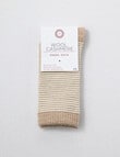 DS Socks Merino Cashmere Crew Sock, Stripe, Beige Melange & Natural, 5-11 product photo