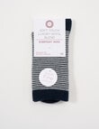DS Socks Merino Cashmere Stripe Crew Socks, Navy & Natural product photo