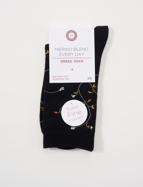 DS Socks Merino Flower Crew Socks, Black product photo