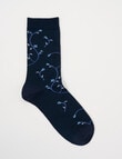 DS Socks Merino Flower Crew Socks, Navy product photo View 02 S