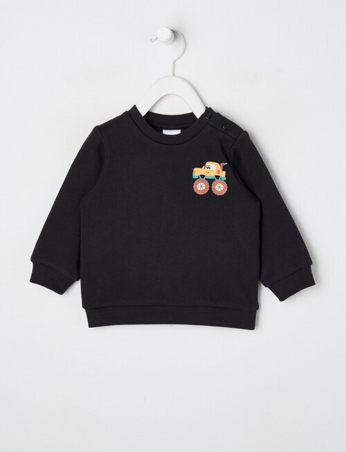 Teeny Weeny Play Time Big Race Fleece Sweatshirt, Black product photo