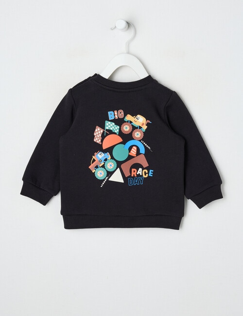 Teeny Weeny Play Time Big Race Fleece Sweatshirt, Black product photo View 02 L