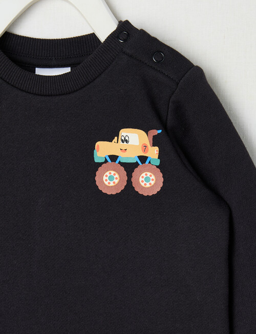 Teeny Weeny Play Time Big Race Fleece Sweatshirt, Black product photo View 03 L