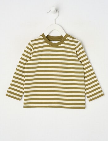 Teeny Weeny Play Time Stripe Long Sleeve Tee, Olive & Chalk product photo