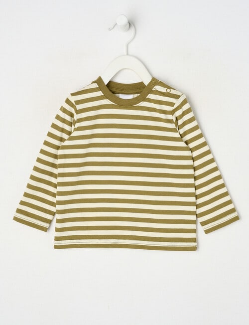Teeny Weeny Play Time Stripe Long Sleeve Tee, Olive & Chalk product photo