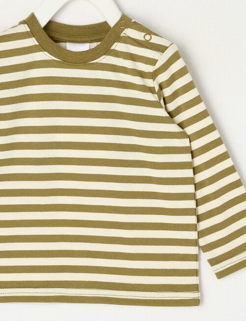 Teeny Weeny Play Time Stripe Long Sleeve Tee, Olive & Chalk product photo View 02 L