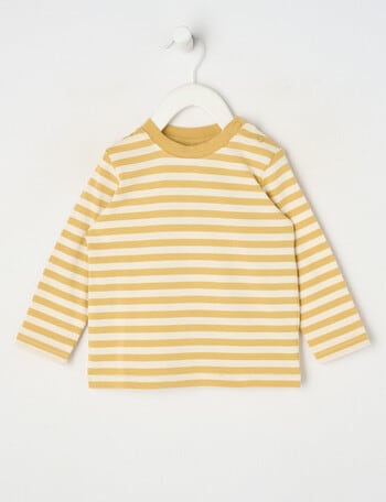 Teeny Weeny Play Time Stripe Long Sleeve Tee, Mustard & Chalk product photo