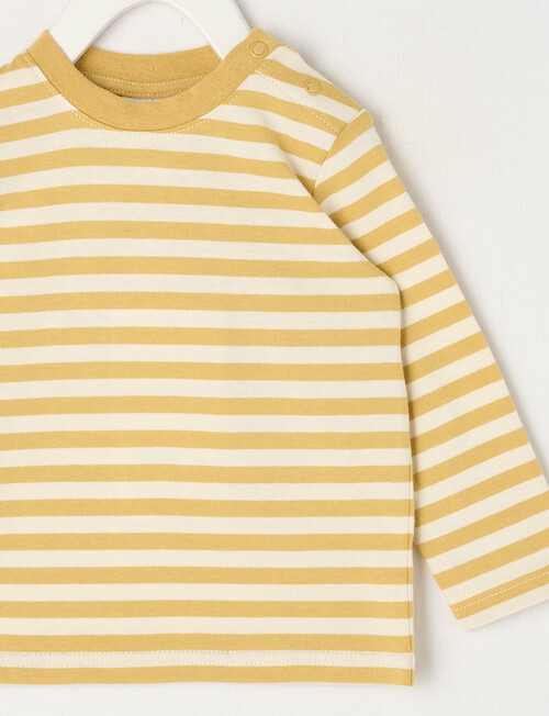 Teeny Weeny Play Time Stripe Long Sleeve Tee, Mustard & Chalk product photo View 02 L