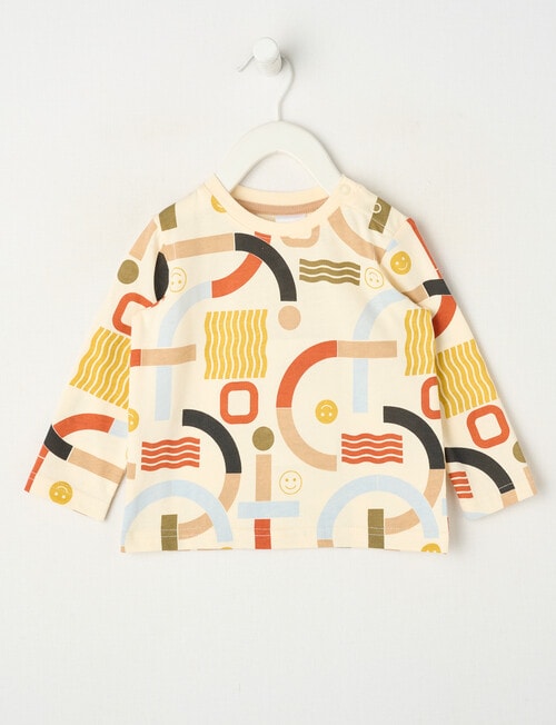 Teeny Weeny Play Time Abstract Long Sleeve Tee, Chalk product photo