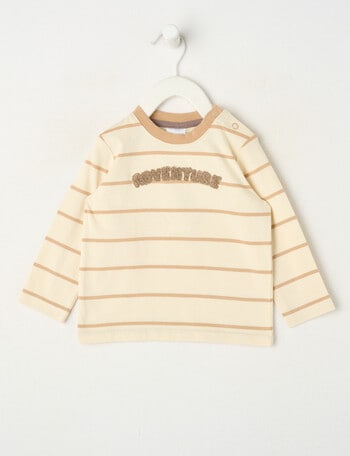 Teeny Weeny Play Time Stripe Adventure Long Sleeve Tee, Chalk product photo