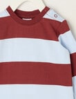 Teeny Weeny Play Time Stripe Long Sleeve Tee, Moonstone Blue & Intense Rust product photo View 02 S