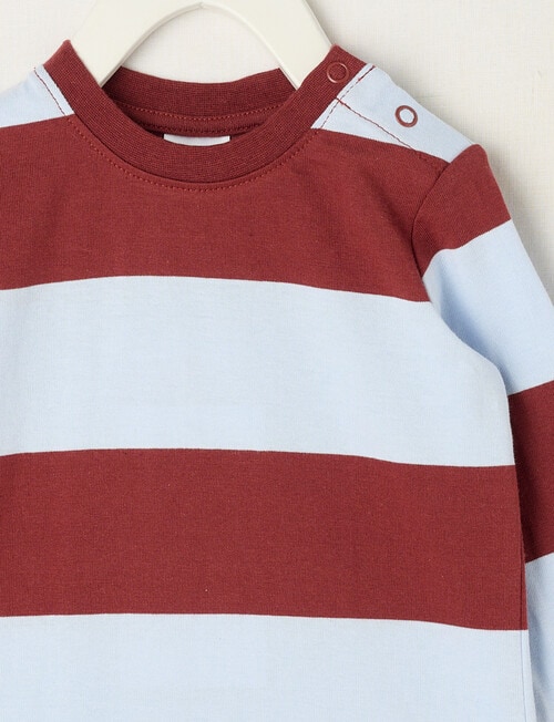 Teeny Weeny Play Time Stripe Long Sleeve Tee, Moonstone Blue & Intense Rust product photo View 02 L