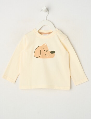 Teeny Weeny Play Time Dog Long Sleeve Tee, Vanilla product photo