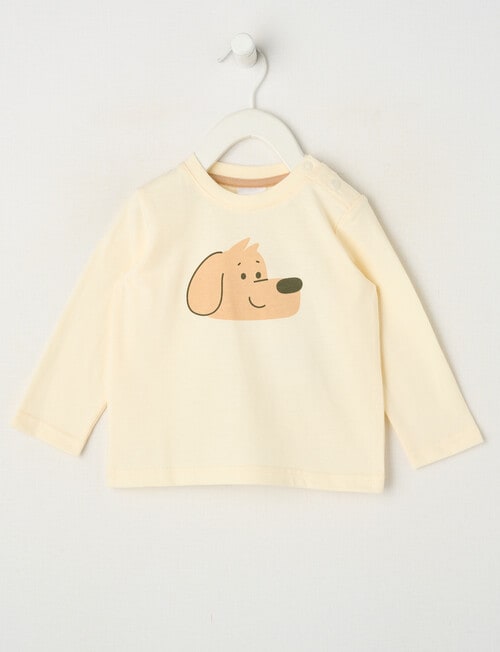 Teeny Weeny Play Time Dog Long Sleeve Tee, Vanilla product photo