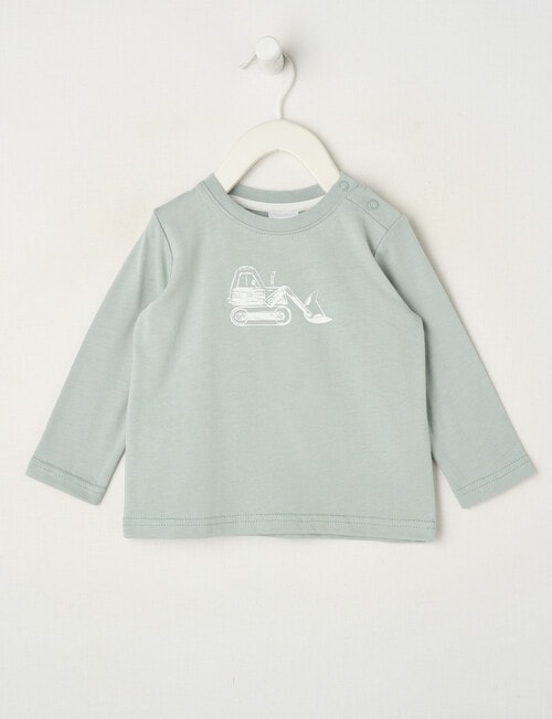 Teeny Weeny Play Time Digger Long Sleeve Tee, Sea Foam product photo