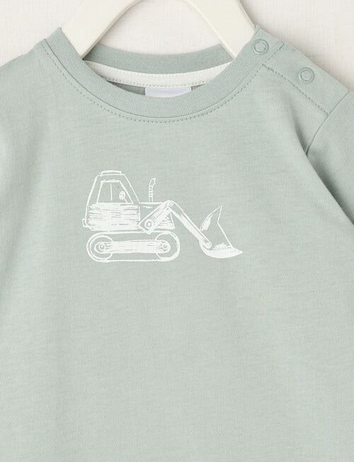Teeny Weeny Play Time Digger Long Sleeve Tee, Sea Foam product photo View 02 L