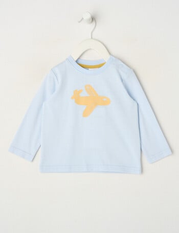 Teeny Weeny Play Time Plane Long Sleeve Tee, Moonstone Blue product photo