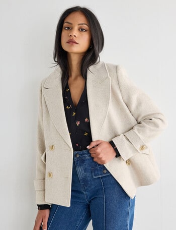 Whistle Pea Coat, Oat Marle product photo