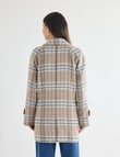 Whistle Check Mid Length Pea Coat, Taupe product photo View 02 S