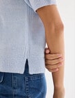 Whistle Knit Short Sleeve V Neck Top, Powder Blue product photo View 05 S