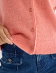 Whistle Knit Short Sleeve Crew Neck Cardi, Coral product photo View 06 S