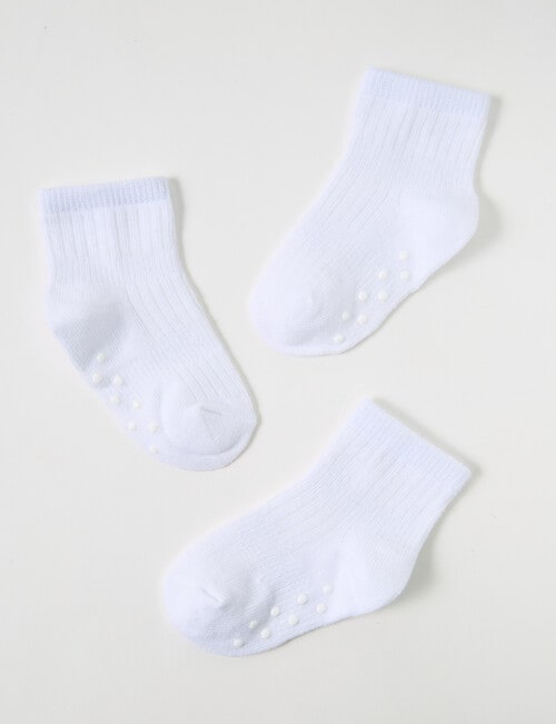 Simon De Winter Rib Crew Socks, 3-Pack, White product photo