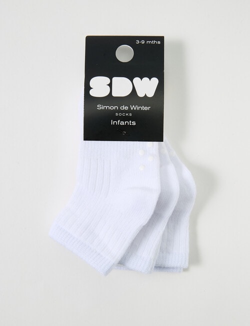 Simon De Winter Rib Crew Socks, 3-Pack, White product photo View 02 L