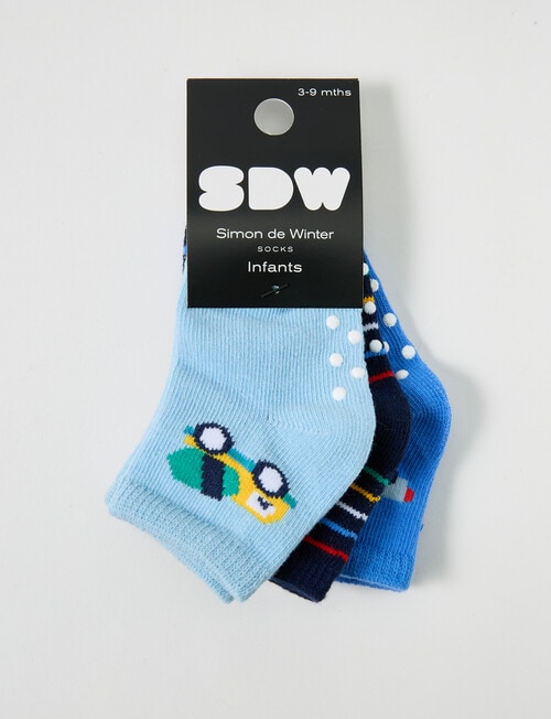 Simon De Winter Transport Crew Sock, 3-Pack, Blue product photo View 02 L
