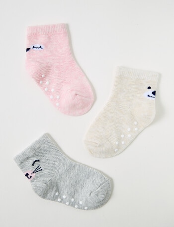 Simon De Winter Animal Crew Sock, 3-Pack, Pink product photo