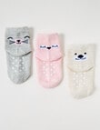 Simon De Winter Animal Crew Sock, 3-Pack, Pink product photo View 02 S