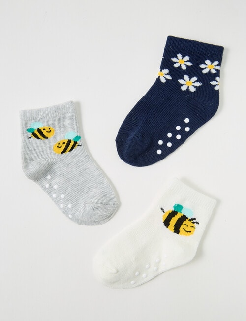 Simon De Winter Bee Crew Sock, 3-Pack, Blue product photo