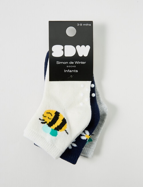 Simon De Winter Bee Crew Sock, 3-Pack, Blue product photo View 02 L