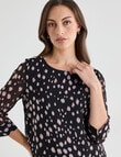 Oliver Black Blurred Spot Double Layer Top, Black & Blush product photo View 05 S