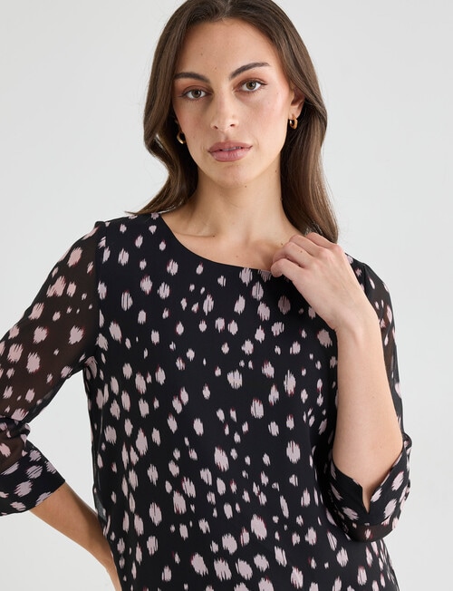 Oliver Black Blurred Spot Double Layer Top, Black & Blush product photo View 05 L