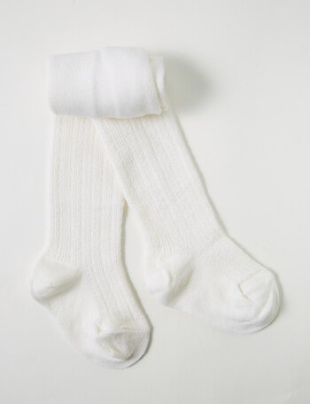 Teeny Weeny Merino Cable Tights, Cream product photo