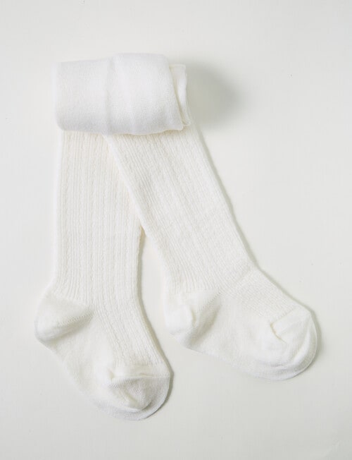 Teeny Weeny Merino Cable Tights, Cream product photo