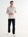 Chisel Yarn Dyed Stripe Long Sleeve Polo Shirt, Oat Marle product photo View 03 S
