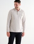 Chisel Yarn Dyed Stripe Long Sleeve Polo Shirt, Oat Marle product photo View 04 S