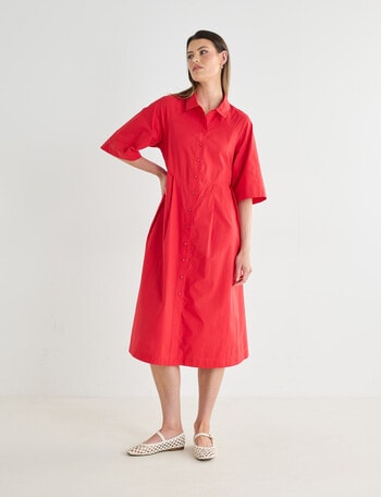 Jigsaw Angle Shirt Dress, Crimson Red product photo